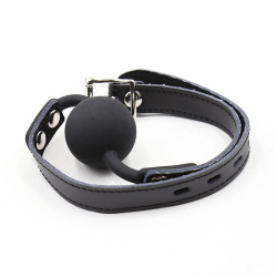 Ohmama Fetish - Bâillon Balle En Silicone Avec Ceinture En Cuir (Cadenas Inclus)